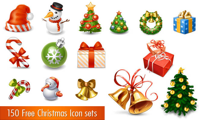 150 Free Christmas Icon Sets for Graphic and Web designers